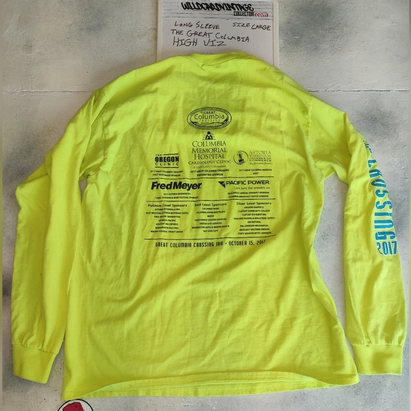 Great Columbia Fluorescent Yellow Basic longsleeve Runners shirt Size Large - Picture 2 of 4